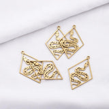 5pcs Brass Snake Charms Moon Phases Pendant Diy Jewelry