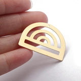 10pcs Brass Semicircle Charms Geometric Hollow Half Round Pendant