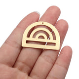 10pcs Brass Semicircle Charms Geometric Hollow Half Round Pendant