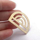 10pcs Brass Semicircle Charms Geometric Hollow Half Round Pendant