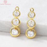 4PCS 8x24MM Hole 1MM 24K Brass Zircon Gourd Charms DIY Jewelry Making