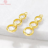 4PCS 8x24MM Hole 1MM 24K Brass Zircon Gourd Charms DIY Jewelry Making