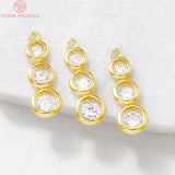4PCS 8x24MM Hole 1MM 24K Brass Zircon Gourd Charms DIY Jewelry Making