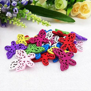 100pcs Mixed Butterfly Wooden Necklace Pendant Charm Beads Gift
