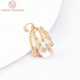 4PCS 10x16.5MM 24K Brass with Zircon Square Charms Pendants