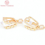 4PCS 10x16.5MM 24K Brass with Zircon Square Charms Pendants