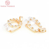 4PCS 10x16.5MM 24K Brass with Zircon Square Charms Pendants