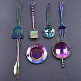7PC Rainbow Alloy Tableware Charms Jewelry Making Accessories