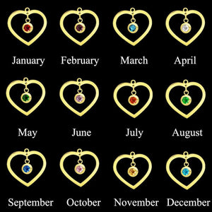 18k Plated Stainless Steel DIY Heart Birthstone Pendant Charm