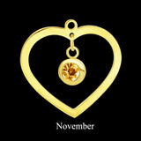 18k Plated Stainless Steel DIY Heart Birthstone Pendant Charm