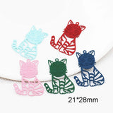 20pcs Cat Shape Filigree Stamping Charms Pendant 21*28mm