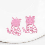 20pcs Cat Shape Filigree Stamping Charms Pendant 21*28mm