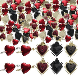 10pcs Red Heart Charms Eye Rose Pendant DIY Necklace Earrings