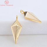 10PCS 7x17MM Rhombus Charms Pendants 24K Plated Brass