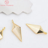 10PCS 7x17MM Rhombus Charms Pendants 24K Plated Brass
