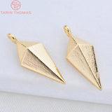10PCS 7x17MM Rhombus Charms Pendants 24K Plated Brass