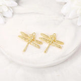 6Pcs 18K Plated Brass Dragonfly Charms for Jewelry Making DIY