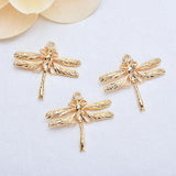 6Pcs 18K Plated Brass Dragonfly Charms for Jewelry Making DIY
