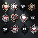 10pcs Enamel Butterfly Heart Charms Halloween Pendant DIY Jewelry Making