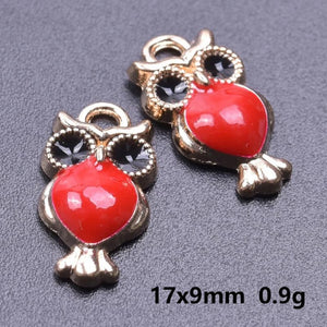 50Pcs Mini Enamel Owl Charms for DIY Earrings Bracelets Keychains