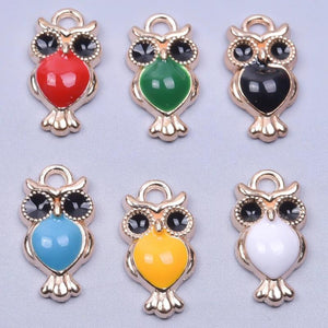 50Pcs Mini Enamel Owl Charms for DIY Earrings Bracelets Keychains