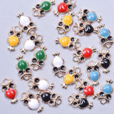50Pcs Mini Enamel Owl Charms for DIY Earrings Bracelets Keychains