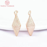 6PCS 10x8x22MM 24K Brass Rhombic Frosted Charms Pendants