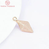 6PCS 10x8x22MM 24K Brass Rhombic Frosted Charms Pendants