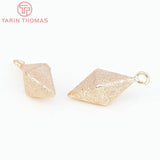 6PCS 10x8x22MM 24K Brass Rhombic Frosted Charms Pendants