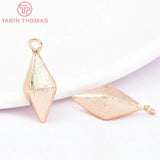 6PCS 10x8x22MM 24K Brass Rhombic Frosted Charms Pendants