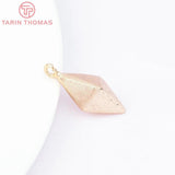 6PCS 10x8x22MM 24K Brass Rhombic Frosted Charms Pendants