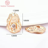 4PCS 13x18MM Brass Zircon Charms Pendants High Jewelry Making Findings