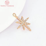 4PCS 18x23MM 24K Brass Zircon Star Charms Pendants DIY Jewelry Findings