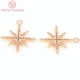 4PCS 18x23MM 24K Brass Zircon Star Charms Pendants DIY Jewelry Findings