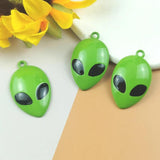 10pcs Alien Metal Enamel Charms for DIY Jewelry Making Earrings
