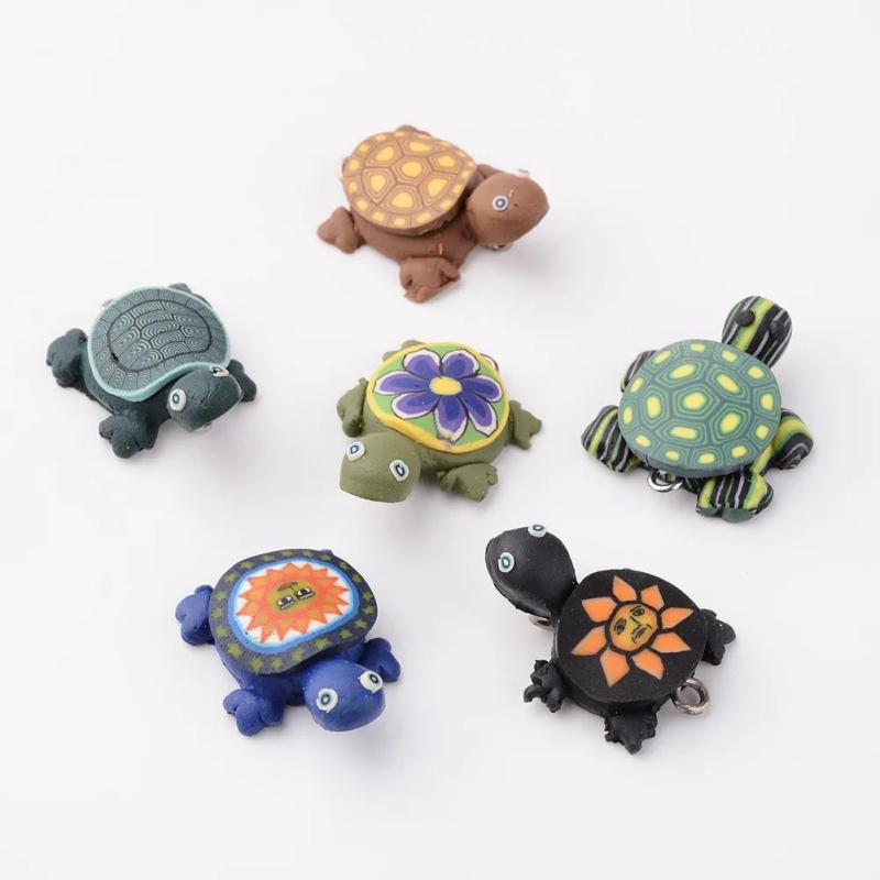 10pcs Polymer Clay Tortoise Charms 19x26mm