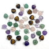 Amethyst Pink Crystal Stone Necklace Pendant Heart Tiger's Eye Charm DIY Jewelry