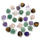 Amethyst Pink Crystal Stone Necklace Pendant Heart Tiger's Eye Charm DIY Jewelry