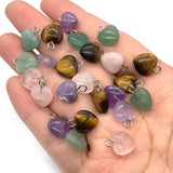 Amethyst Pink Crystal Stone Necklace Pendant Heart Tiger's Eye Charm DIY Jewelry