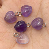 Amethyst Pink Crystal Stone Necklace Pendant Heart Tiger's Eye Charm DIY Jewelry