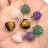 Amethyst Pink Crystal Stone Necklace Pendant Heart Tiger's Eye Charm DIY Jewelry