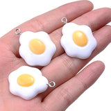 10pcs Fried Egg Resin Charms Pendant Earring DIY Findings Keychain
