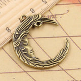 10pcs Man In The Moon Face Charms 38x32mm Tibetan Bronze Silver Pendants