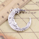 10pcs Man In The Moon Face Charms 38x32mm Tibetan Bronze Silver Pendants