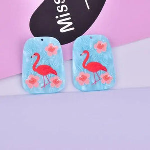 10pcs Flamingo Pink Heart Stud Acrylic Charms for DIY Jewelry Making