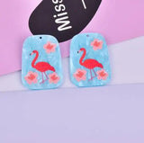 10pcs Flamingo Pink Heart Stud Acrylic Charms for DIY Jewelry Making