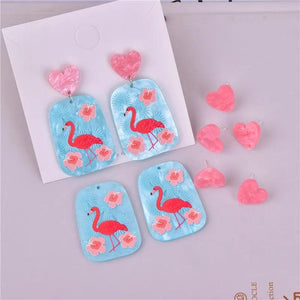 10pcs Flamingo Pink Heart Stud Acrylic Charms for DIY Jewelry Making