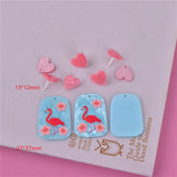 10pcs Flamingo Pink Heart Stud Acrylic Charms for DIY Jewelry Making