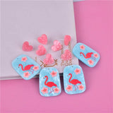 10pcs Flamingo Pink Heart Stud Acrylic Charms for DIY Jewelry Making