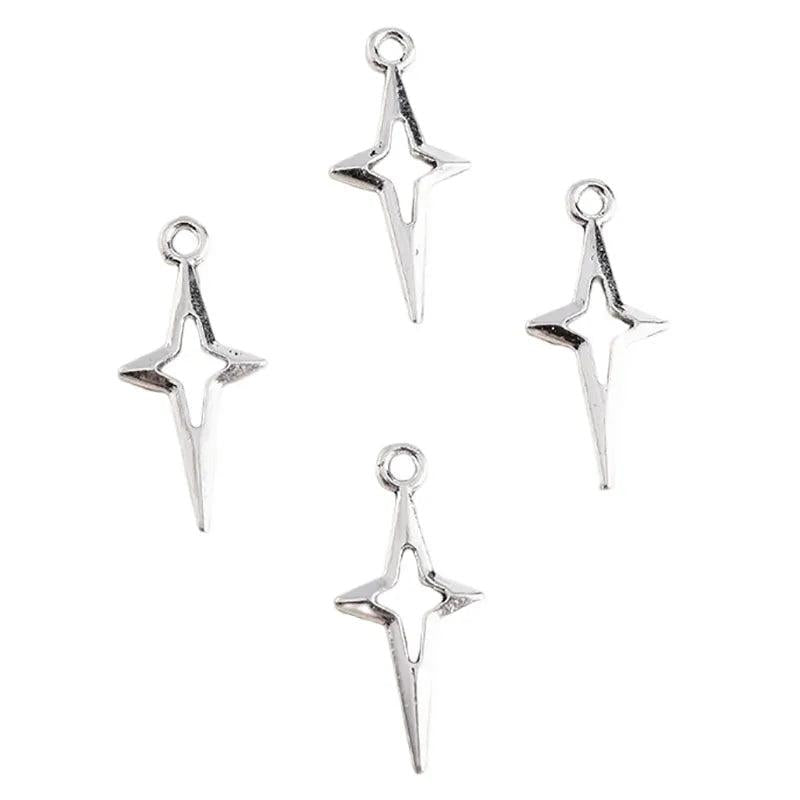 80pcs Antique Silver Star Charms for Jewelry Making DIY